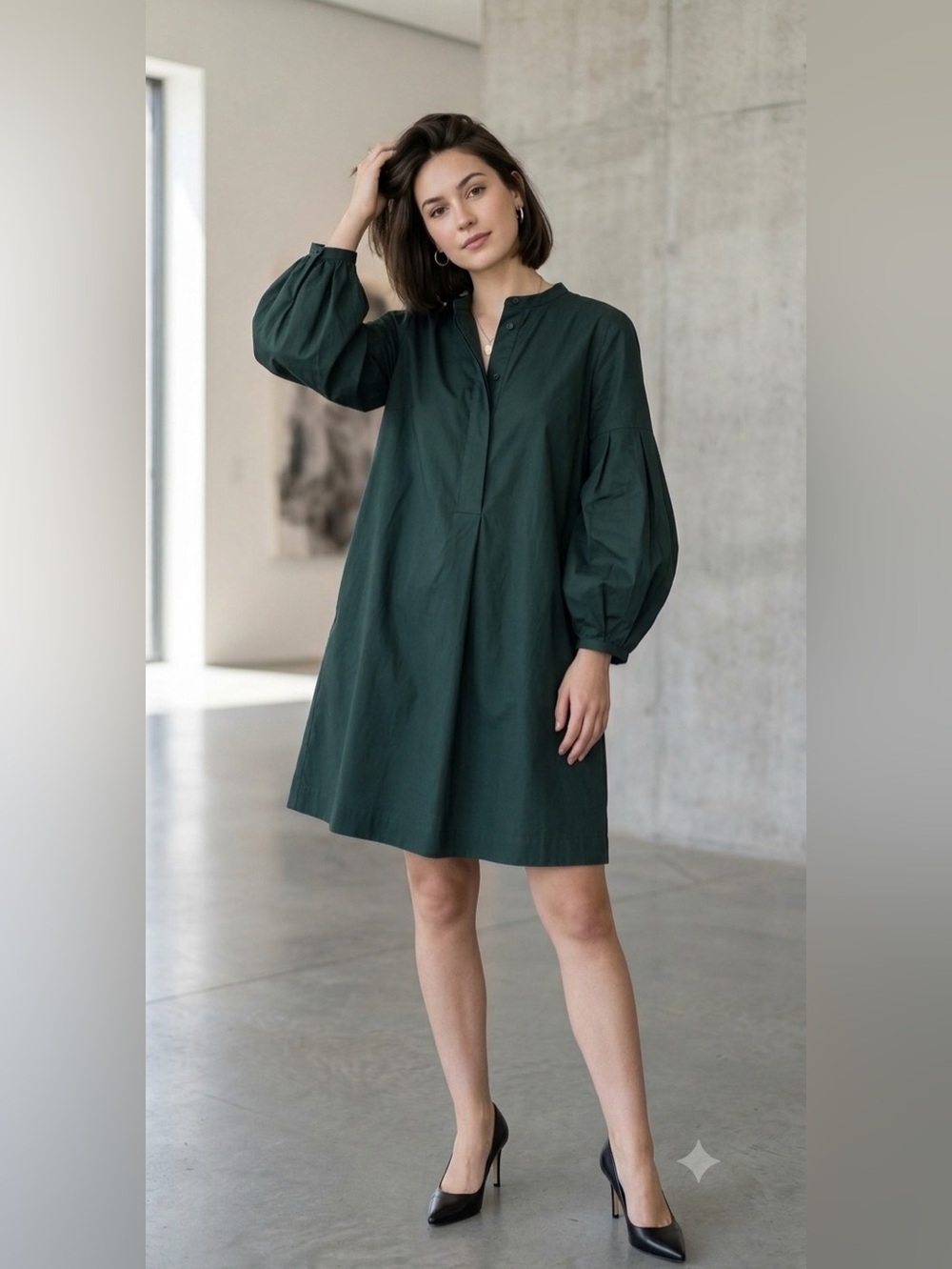 COS Green Poplin Cotton Shirt Dress